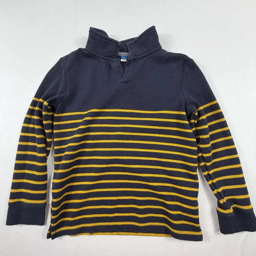 Old Navy Boys Navy Blue and Yellow Striped Mock Neck Long Sleeve Sweater Size L